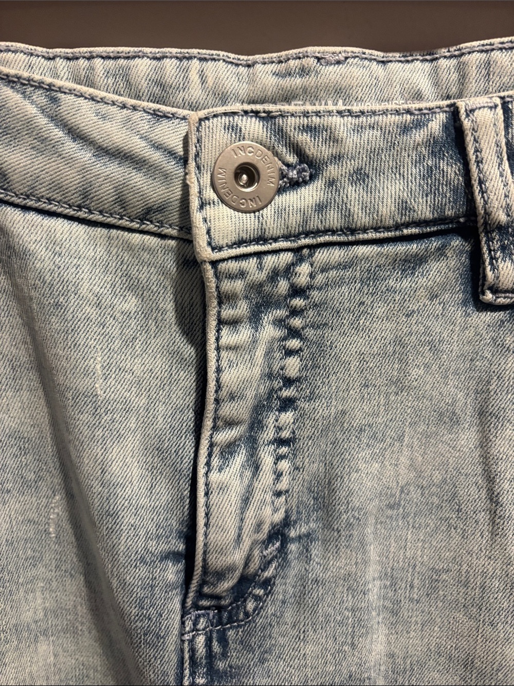 INC International Concepts Light Wash Distressed Mom Jeans - Picture 3 of 7